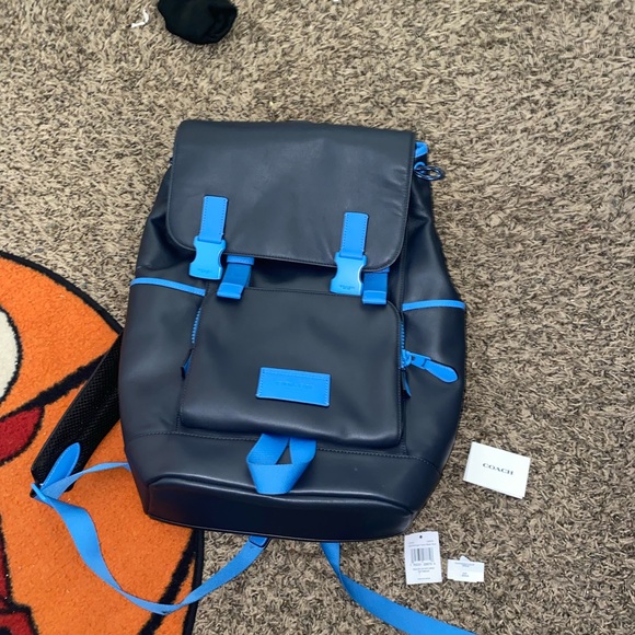 Navy blue and grey coach track bag - Picture 3 of 4